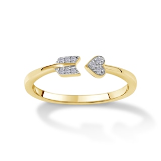 Diamond Accent Heart Arrow Wrap Ring in 10K Gold