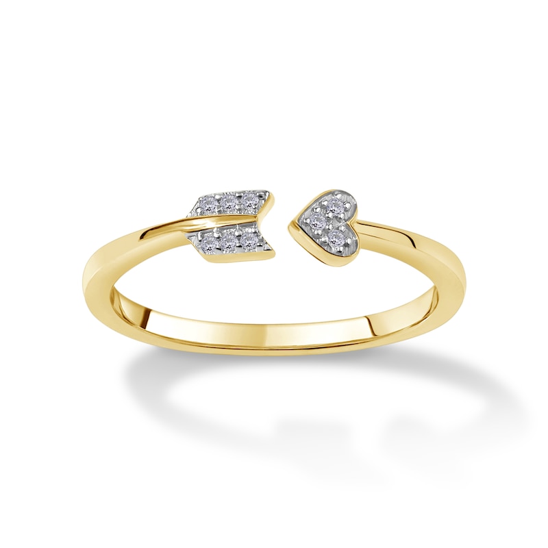 Diamond Accent Heart Arrow Wrap Ring in 10K Gold