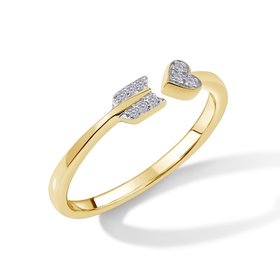 Diamond Accent Heart Arrow Wrap Ring in 10K Gold