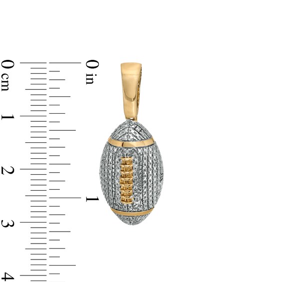 1/20 CT. T.W. Diamond Pavé Beaded Football Solid Necklace Charm in Sterling Silver with 14K Gold Plate