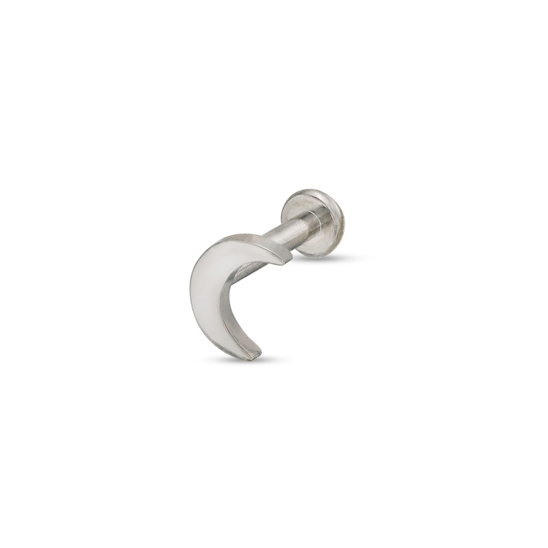 Solid Titanium Crescent Moon Stud - 16G 5/16"