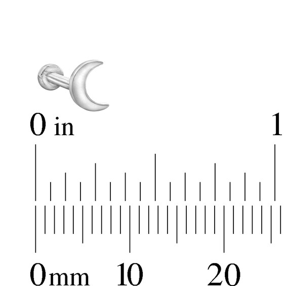 Solid Titanium Crescent Moon Stud - 16G 5/16"