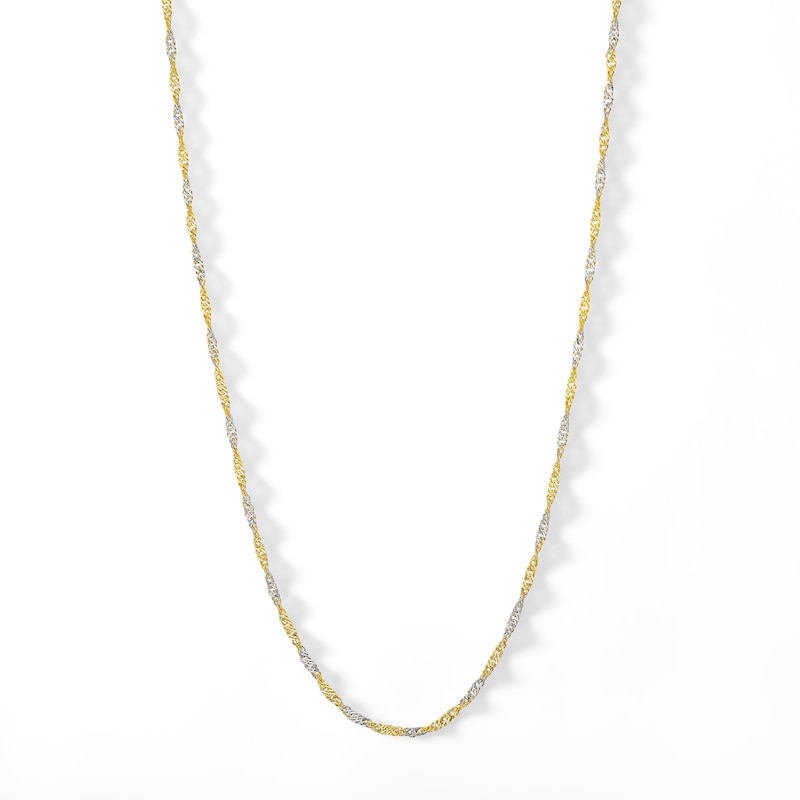 035 Gauge Singapore Chain Necklace in 10K Hollow Two-Tone Gold - 18"