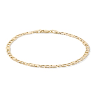 080 Gauge Valentino Figaro Chain Bracelet in 10K Hollow Gold - 7.5"