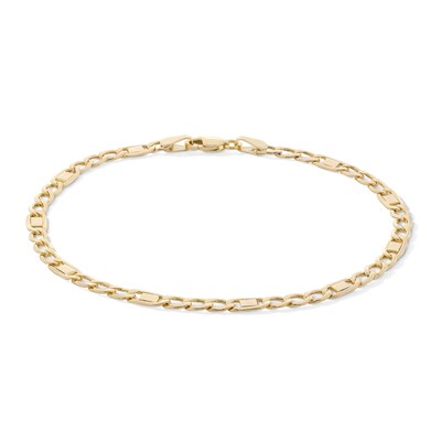 080 Gauge Valentino Figaro Chain Bracelet in 10K Hollow Gold - 7.5"
