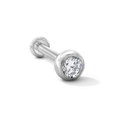 Solid Titanium CZ Bezel Stud - 16G 5/16"