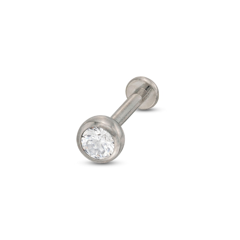 Solid Titanium CZ Bezel Stud - 16G 5/16"