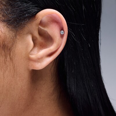 Solid Titanium CZ Bezel Stud - 16G 5/16"
