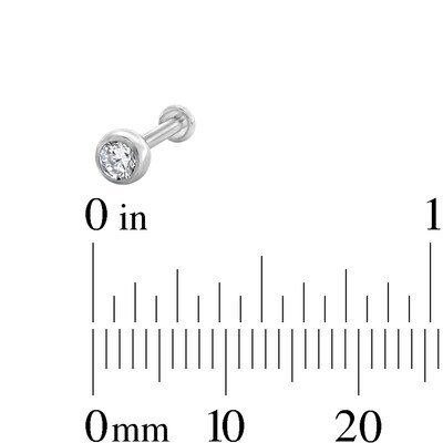 Solid Titanium CZ Bezel Stud - 16G 5/16"