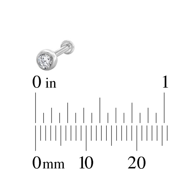 Solid Titanium CZ Bezel Stud - 16G 5/16"