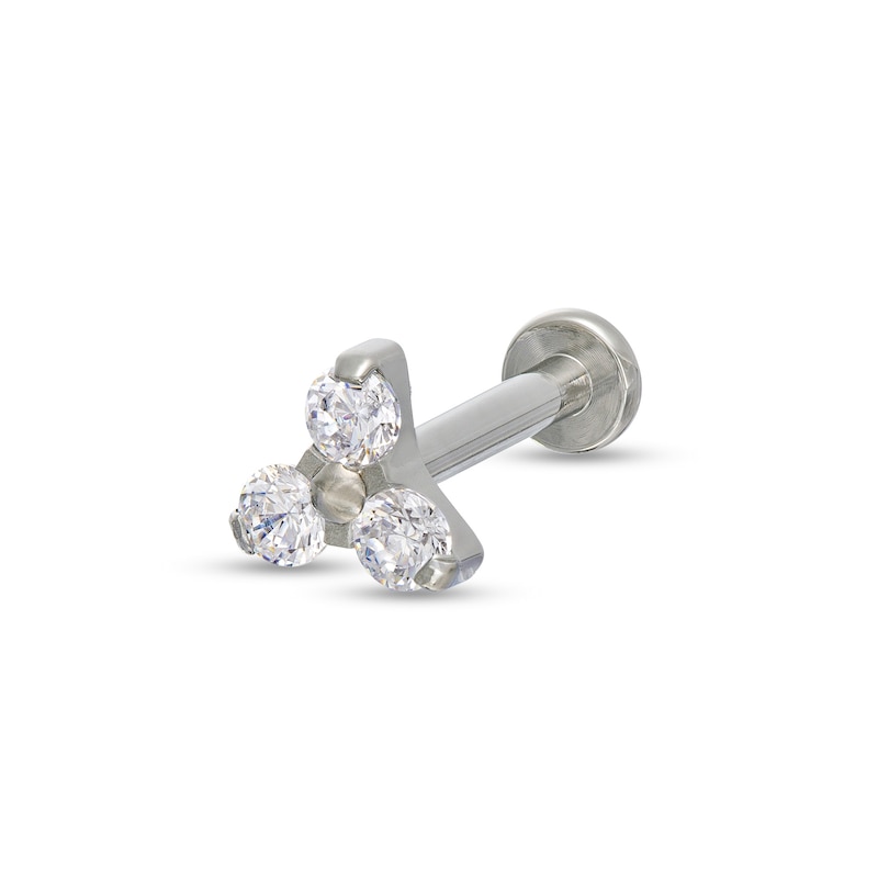 Solid Titanium CZ Trio Stud - 16G 5/16"
