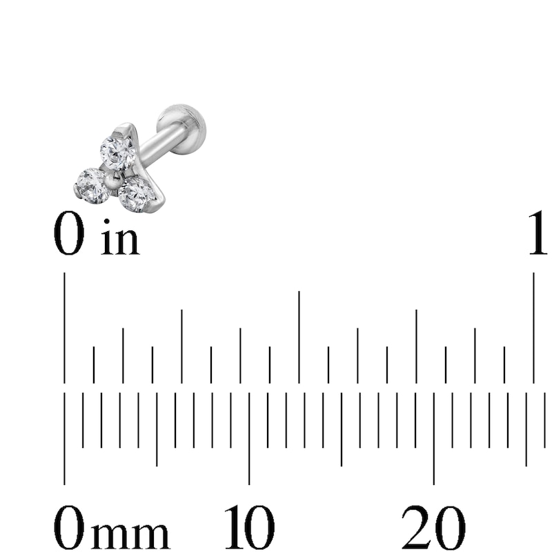 Solid Titanium CZ Trio Stud - 16G 5/16"
