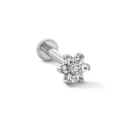 Solid Titanium CZ Flower Stud - 16G 5/16"