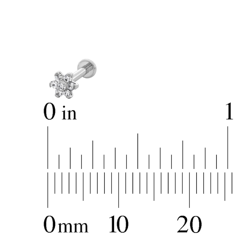 Main Image 3 of Titanium CZ Flower Stud - 16G 5/16"