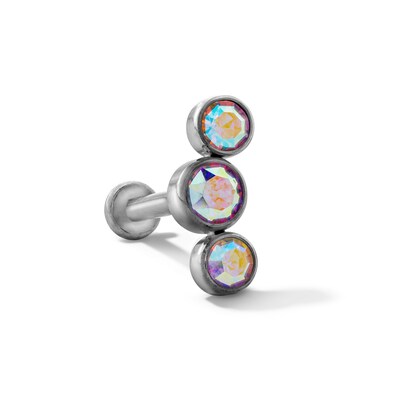 Solid Titanium Iridescent CZ Crawler Stud - 16G 5/16"