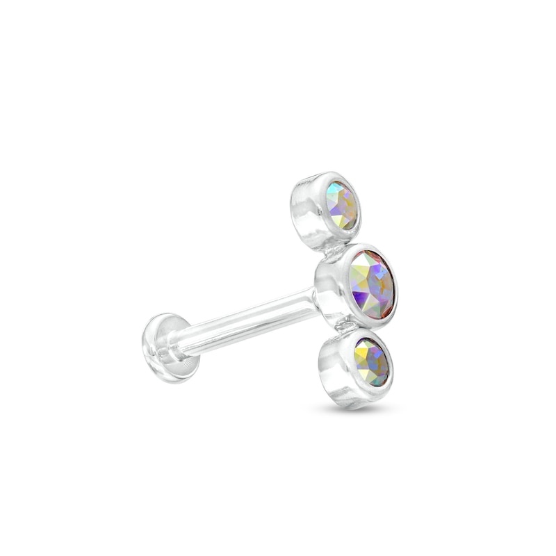 Solid Titanium Iridescent CZ Crawler Stud - 16G 5/16"