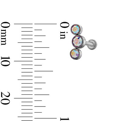 Solid Titanium Iridescent CZ Crawler Stud - 16G 5/16"