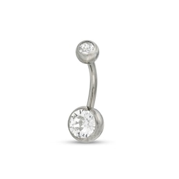 014 Gauge Crystal Bezel-Set Belly Button Ring in Solid Titanium - 7/16&quot;