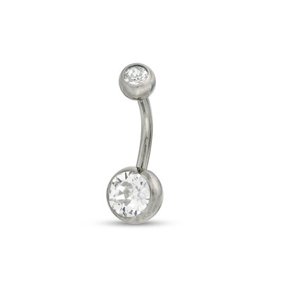 Solid Titanium Crystal Belly Button Ring - 14G 7/16"