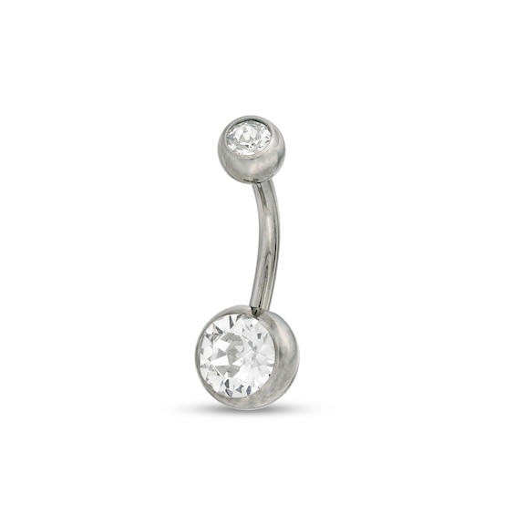 Titanium Crystal Belly Button Ring