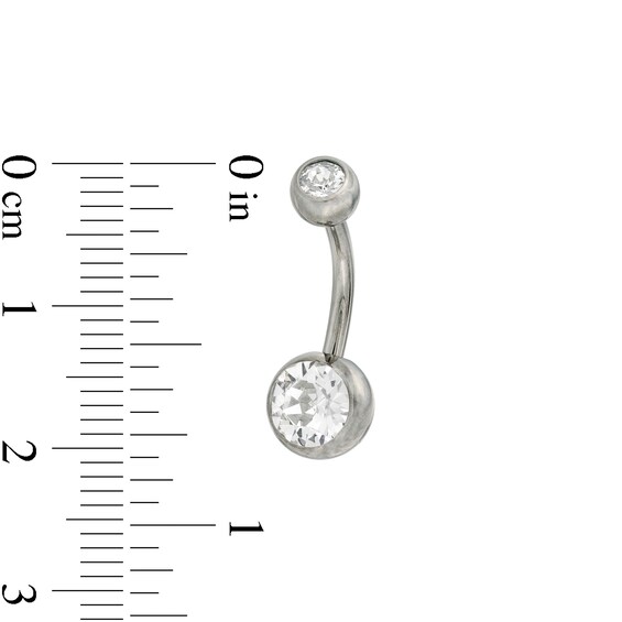 Solid Titanium Crystal Belly Button Ring - 14G 7/16"