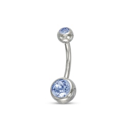 Titanium Blue Crystal Belly Button Ring - 14G 7/16&quot;
