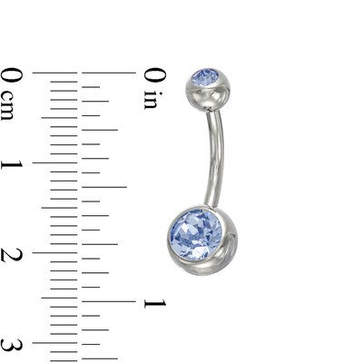 Titanium Blue Crystal Belly Button Ring - 14G 7/16"
