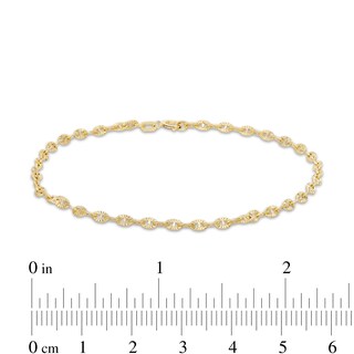 2.55m Twisted Diamond-Cut Mariner Chain Bracelet in 10K Hollow Gold - 7.5"