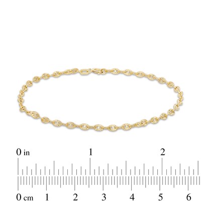 2.55m Twisted Diamond-Cut Mariner Chain Bracelet in 10K Hollow Gold - 7.5"