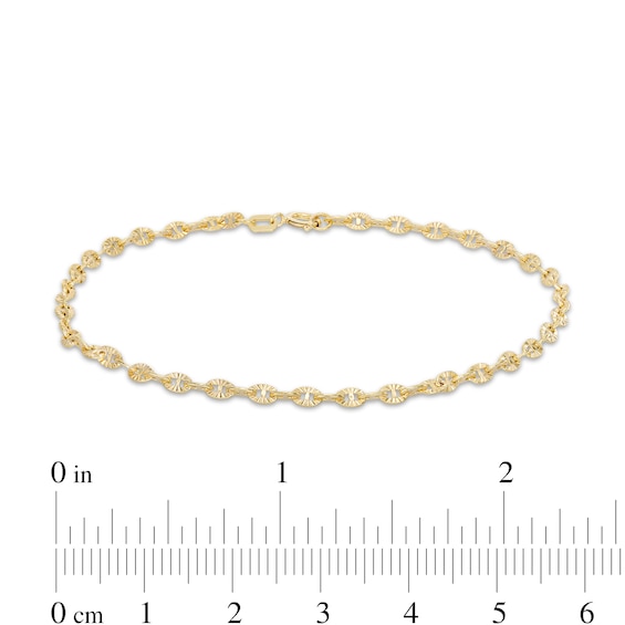 2.55m Twisted Diamond-Cut Mariner Chain Bracelet in 10K Hollow Gold - 7.5"