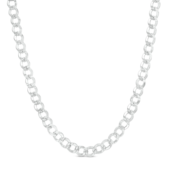 5mm Flat Curb Chain Necklace in Solid Sterling Silver - 20"
