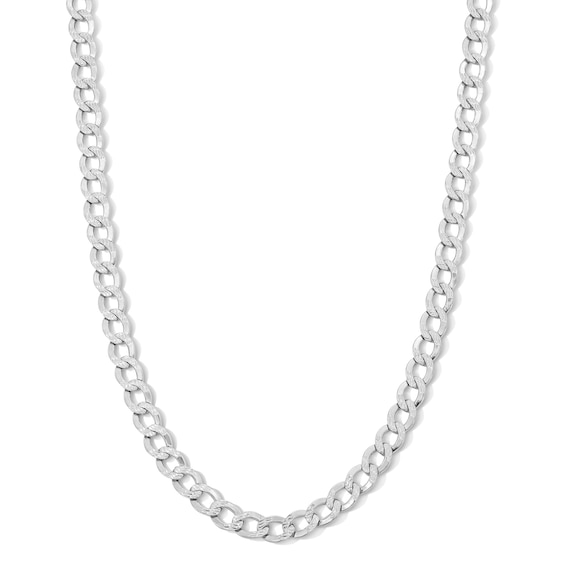 5mm Flat Curb Chain Necklace in Solid Sterling Silver - 20"