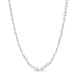 Made in Italy 100 Gauge Diamond-Cut Braided Solid Bead Chain Necklace in Sterling Silver - 18&quot;