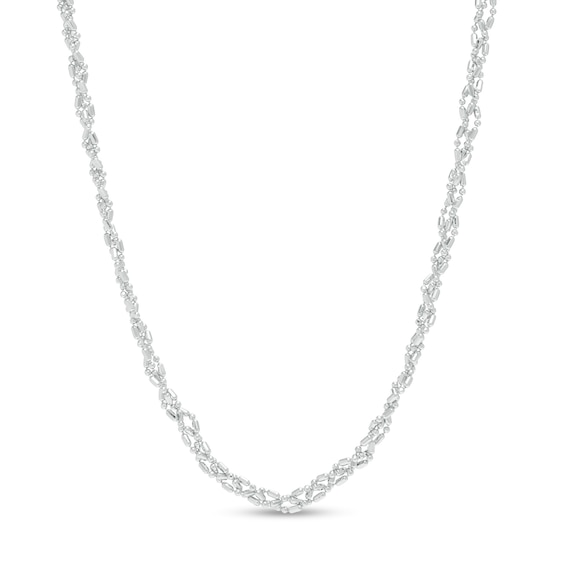 Made in Italy 100 Gauge Diamond-Cut Braided Solid Bead Chain Necklace in Sterling Silver - 18"