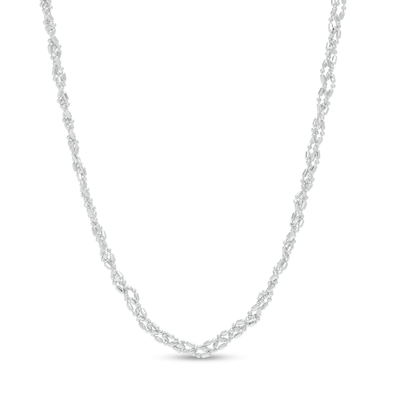 Sterling Silver Diamond-Cut Braided Bead Chain Made in Italy - 18"