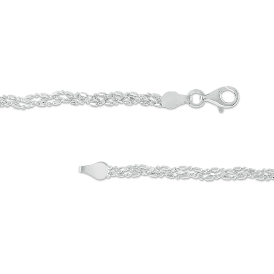 Sterling Silver Diamond-Cut Braided Bead Chain Made in Italy - 18"