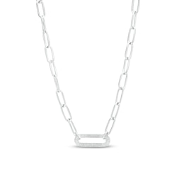3mm Oval Link Paperclip Chain Necklace in Solid Sterling Silver - 15&quot; + 2&quot;