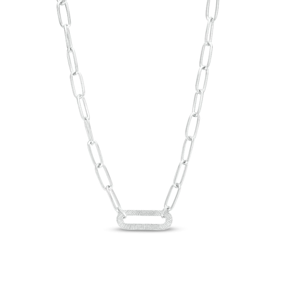 3mm Oval Link Paper Clip Chain Necklace in Solid Sterling Silver - 15" + 2"