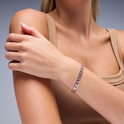 6.10mm Flat Curb Chain Bracelet in Solid Sterling Silver - 8.5"