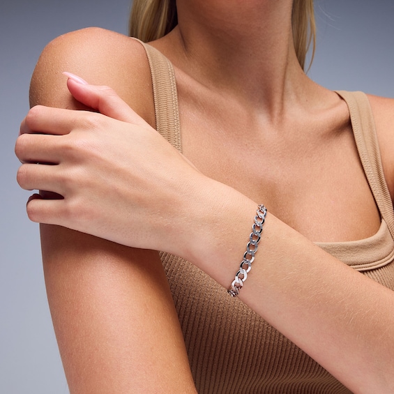 6.10mm Flat Curb Chain Bracelet in Solid Sterling Silver - 8.5"