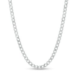 Made in Italy 100 Gauge Diamond-Cut Solid Curb Chain Necklace in Sterling Silver - 18&quot;