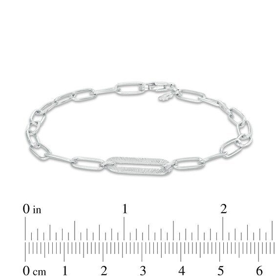 3mm Oval Link Paper Clip Chain Bracelet in Solid Sterling Silver - 7.5"