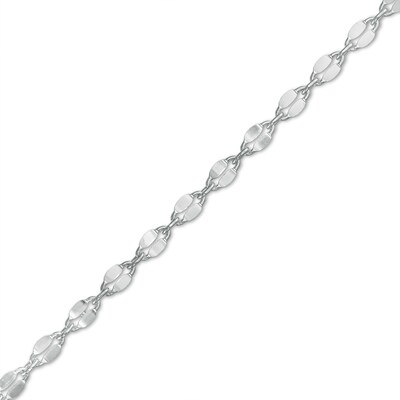 Sterling Silver Mirror Flat-Link Chain Anklet Made in Italy - 10"