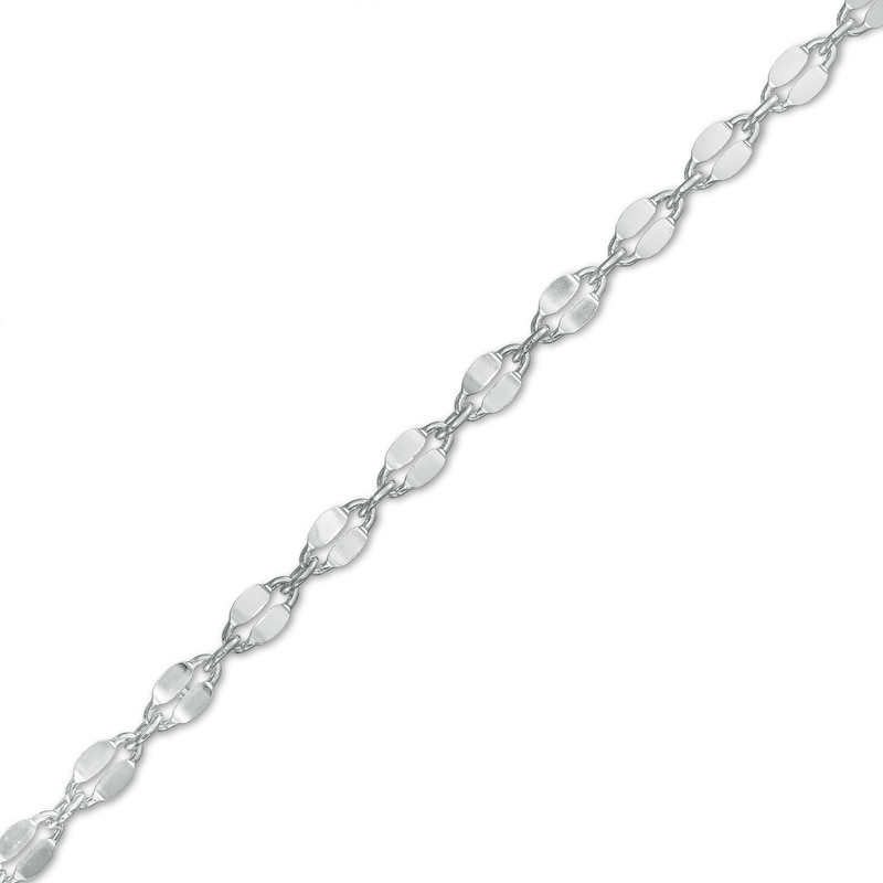 Made in Italy 050 Gauge Solid Mirror Flat-Link Chain Anklet in Sterling Silver - 10"