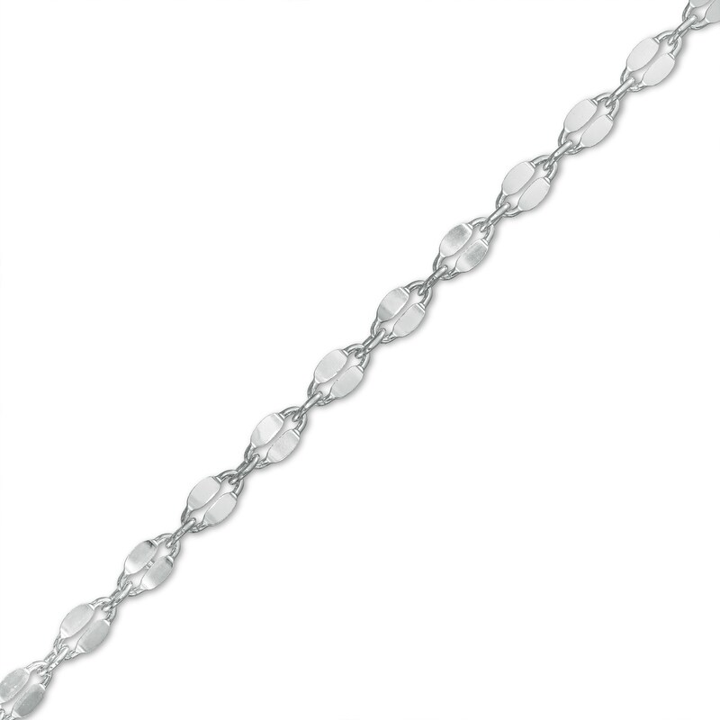 Sterling Silver Mirror Flat-Link Chain Anklet Made in Italy - 10"