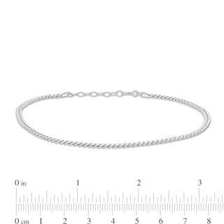 2.75mm Cuban Chain Anklet in Solid Sterling Silver - 9" + 1"