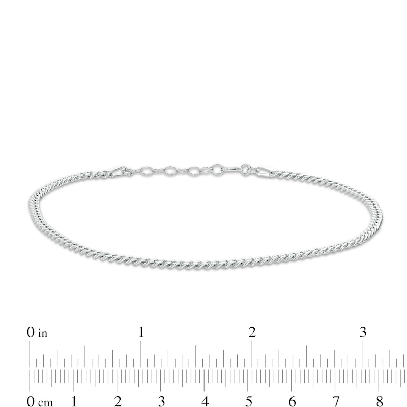 2.75mm Cuban Chain Anklet in Solid Sterling Silver - 9" + 1"
