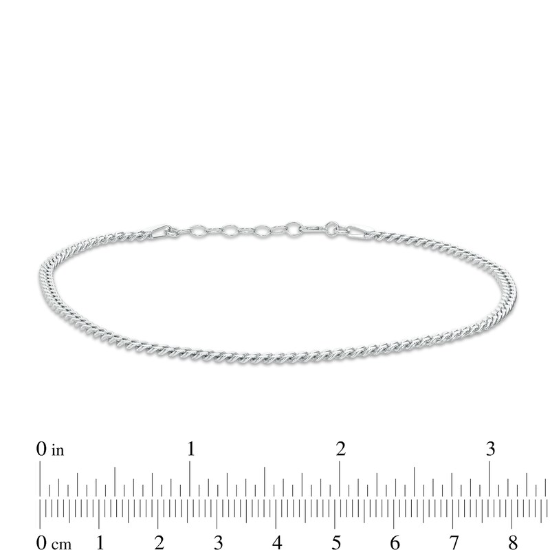 2.75mm Cuban Chain Anklet in Solid Sterling Silver - 9" + 1"