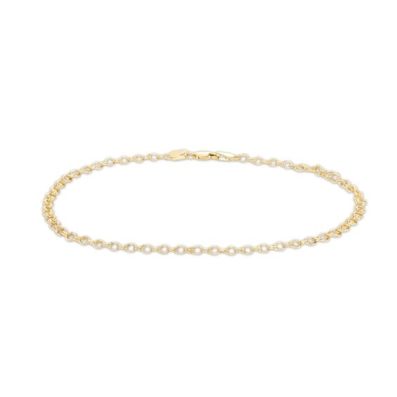 040 Gauge Double Link Chain Anklet in 10K Hollow Gold – 10"