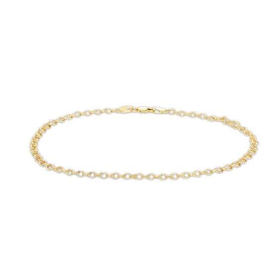 040 Gauge Double Link Chain Anklet in 10K Hollow Gold – 10"